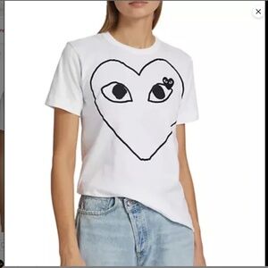 Comme Des Garcons PLAY | Double Heart T-Shirt White Womens | Size L